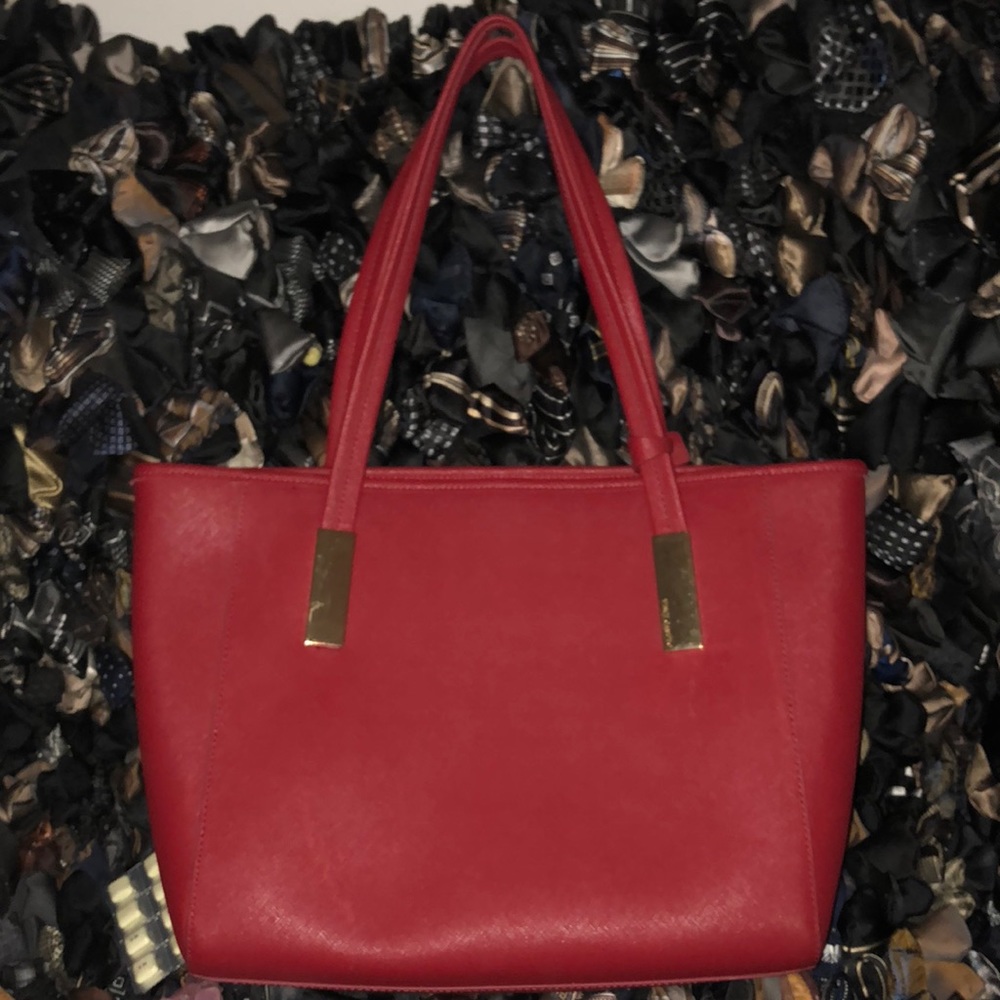 Vince Camuto Red Saffiano Shoulder Bag
